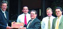 (From left): Philip du Preez (AAD managing director) accepts the award from Carmelo Papa (ST corporate vice  president) with Simon Churches (AAD FAE), Rodger Warren (AAD GM for marketing) and Michel Laloy (ST region vice president) looking on